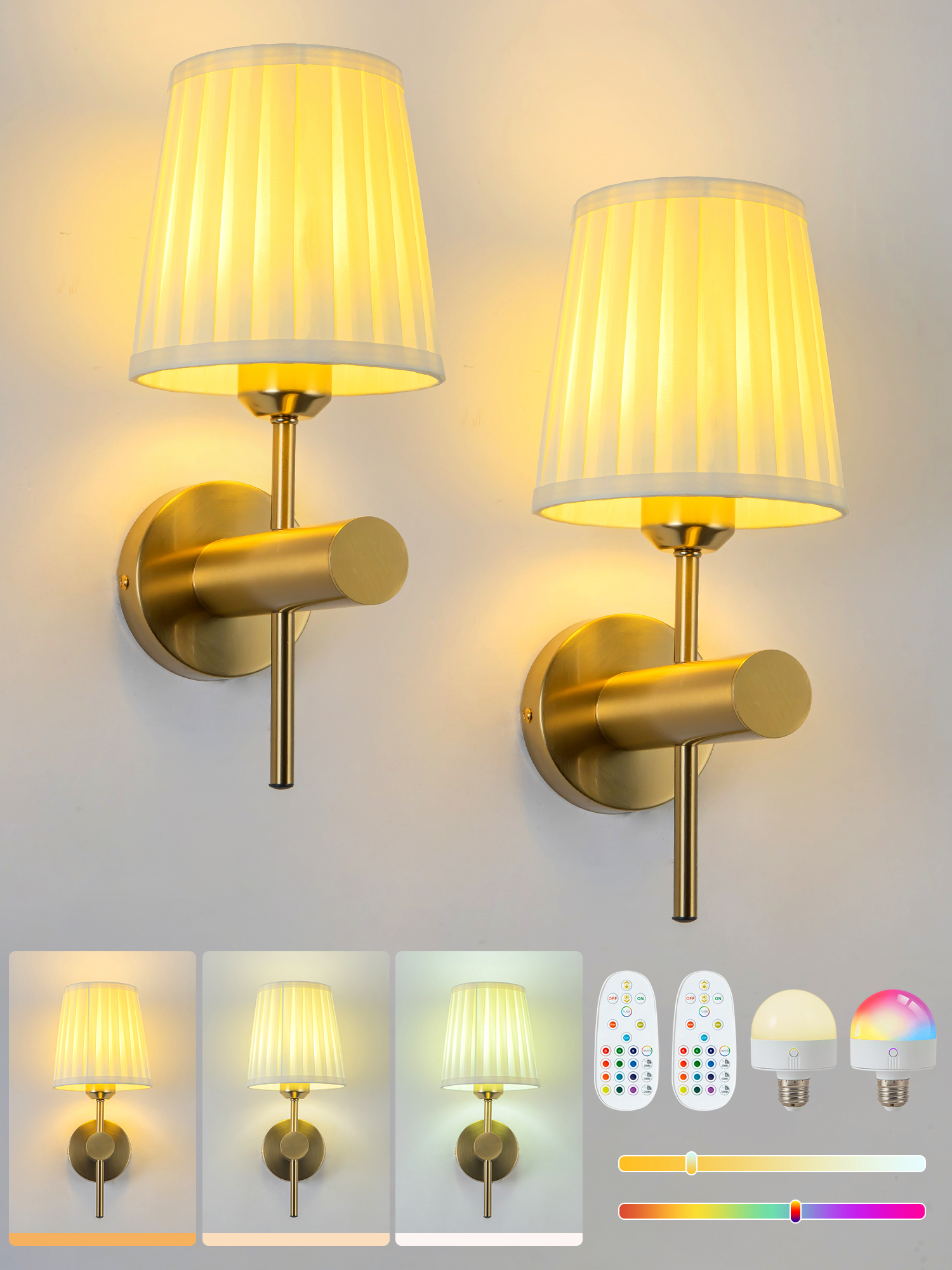 Voice Control Light Bulb - Battery-Powered Wall Light, Rechargeable Wireless Wall