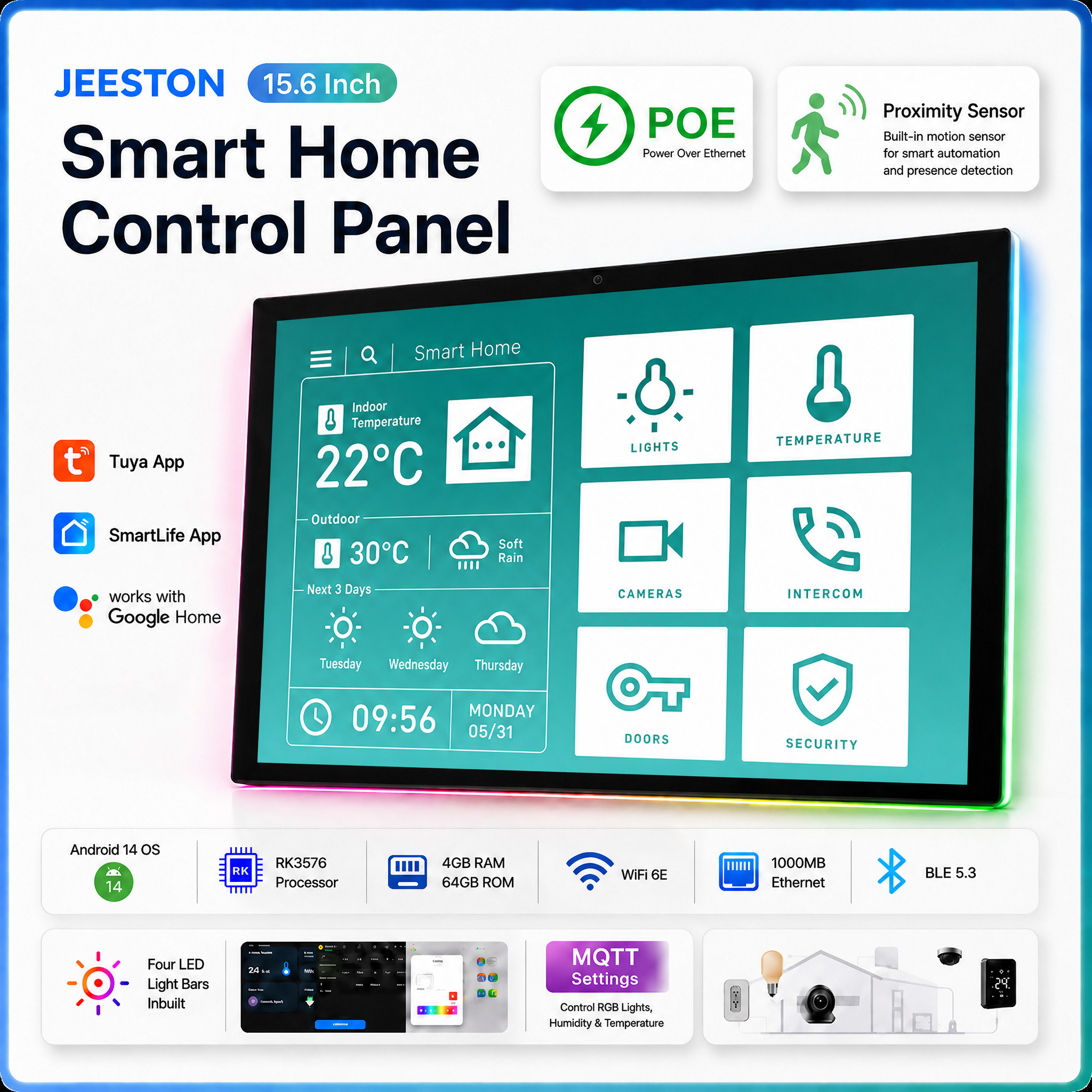 Smart Home X10 - 15.6 Inch Android 14 Smart Home
