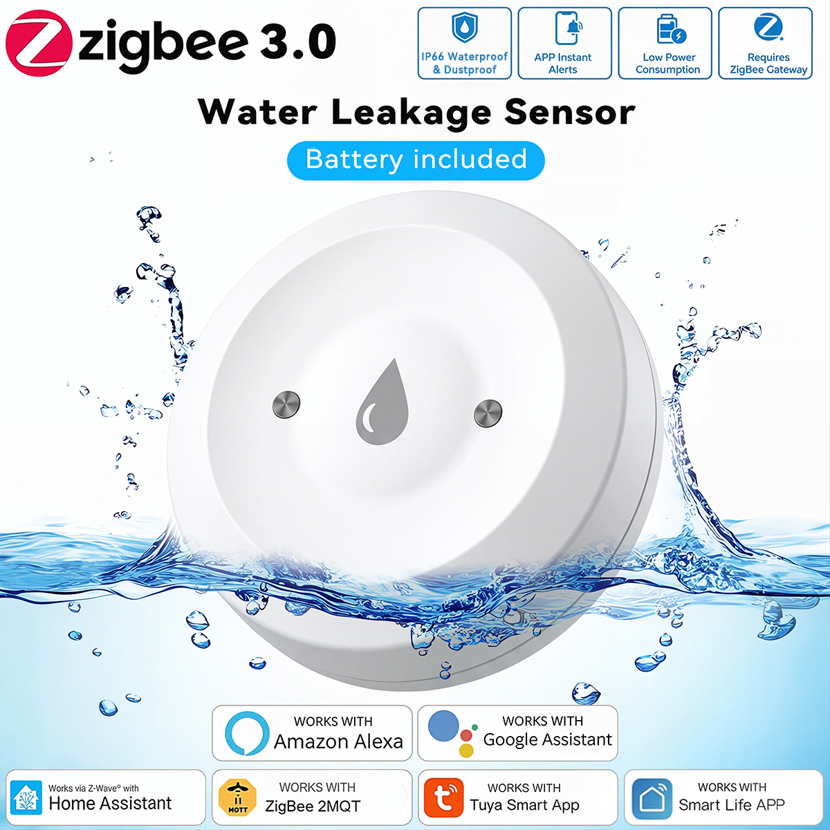 Smart Home Green - Tuya ZigBee Smart Water Leakage Sensor