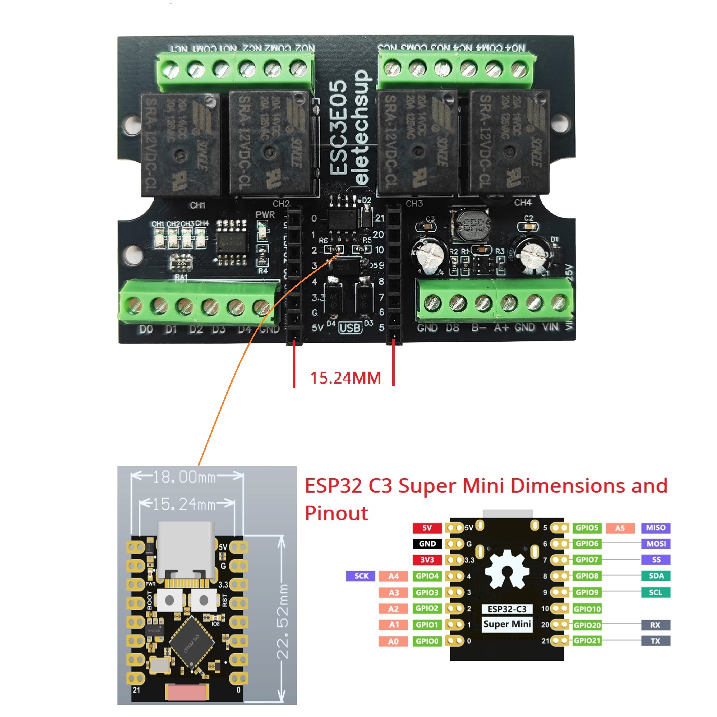 ESP32-C3 WiFi BLE RS485 4 Rela - Smart Home With Plc recension och pris