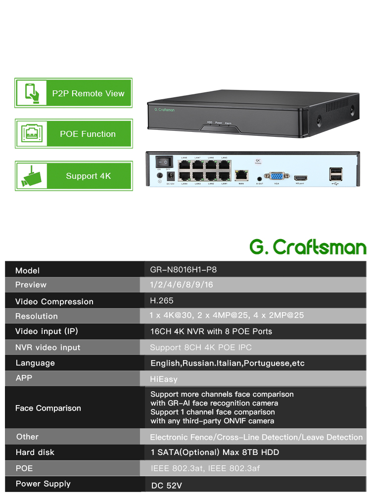 C-R,8CH POE Network Video Reco - Smart Home Microsoft recension och pris