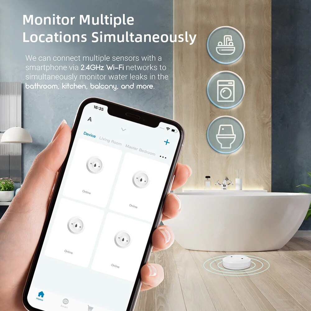 Zigbee Water Leak Sensor for T - Smart Home Green recension och pris