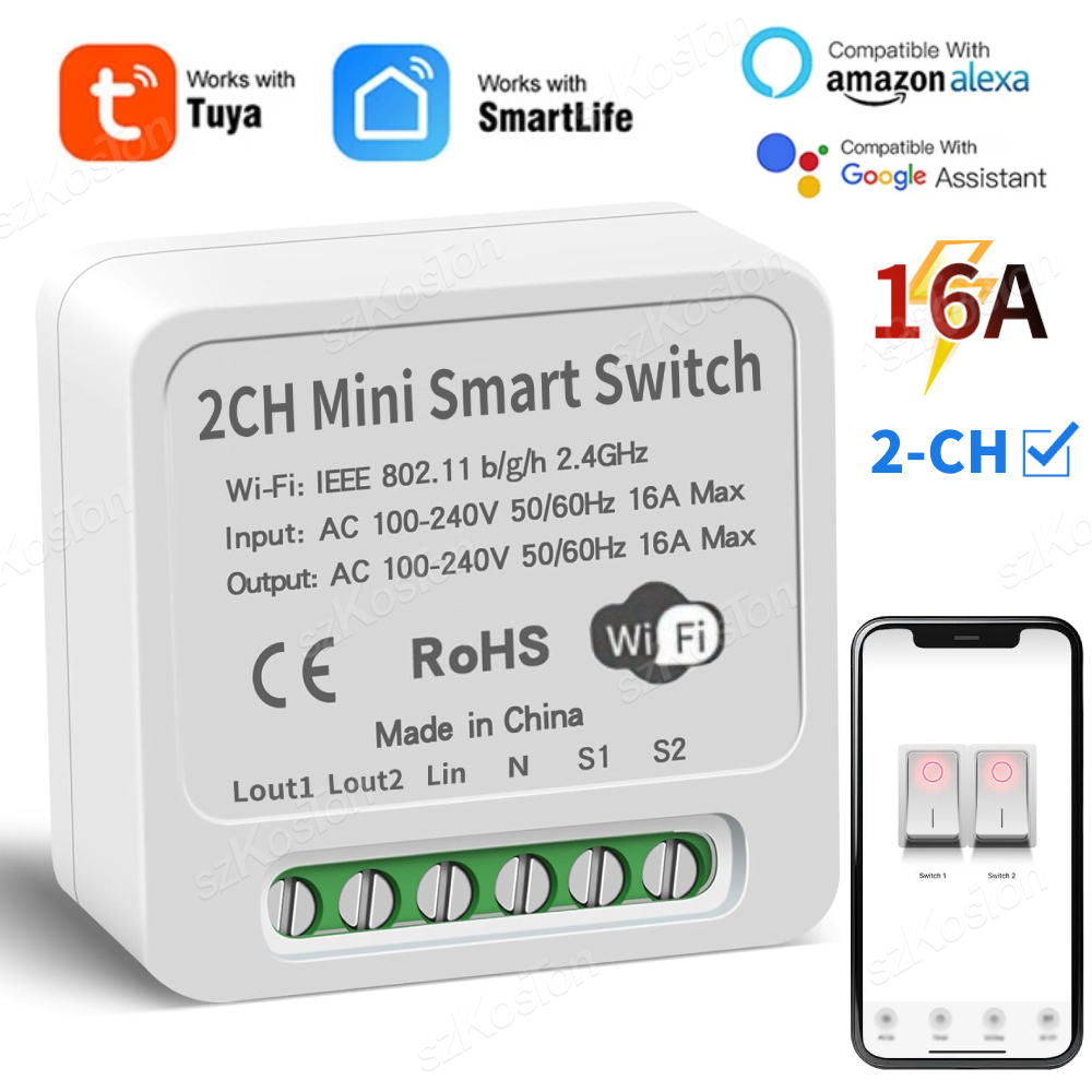 16A Tuya WiFi Smart Switch Mod - Smart Home Web recension och pris