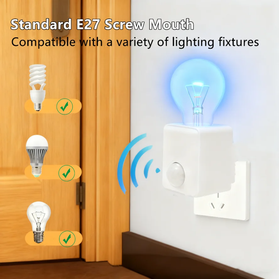 EU/US Plug E27 PIR Motion Sens - Voice Control Light Bulb recension och pris