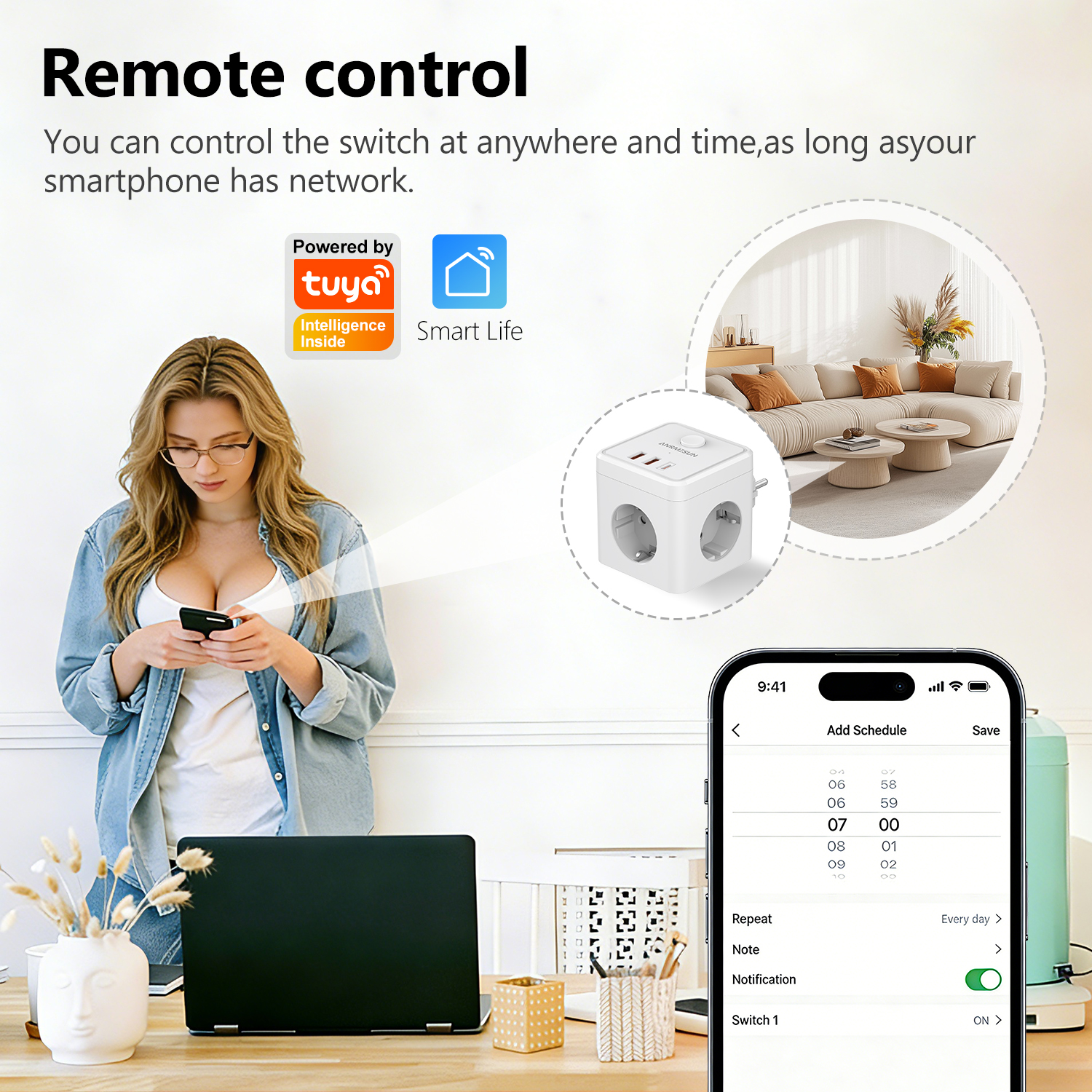 3 EU Plug 2 USB-A 1 Type-C Por - Smart Home Or Smart Home recension och pris